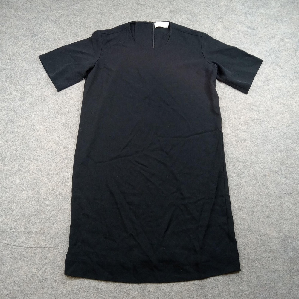 Everlane Dress Womens 0 Black Short Sleeve Sheath Triacetate‎ Exposed Zip